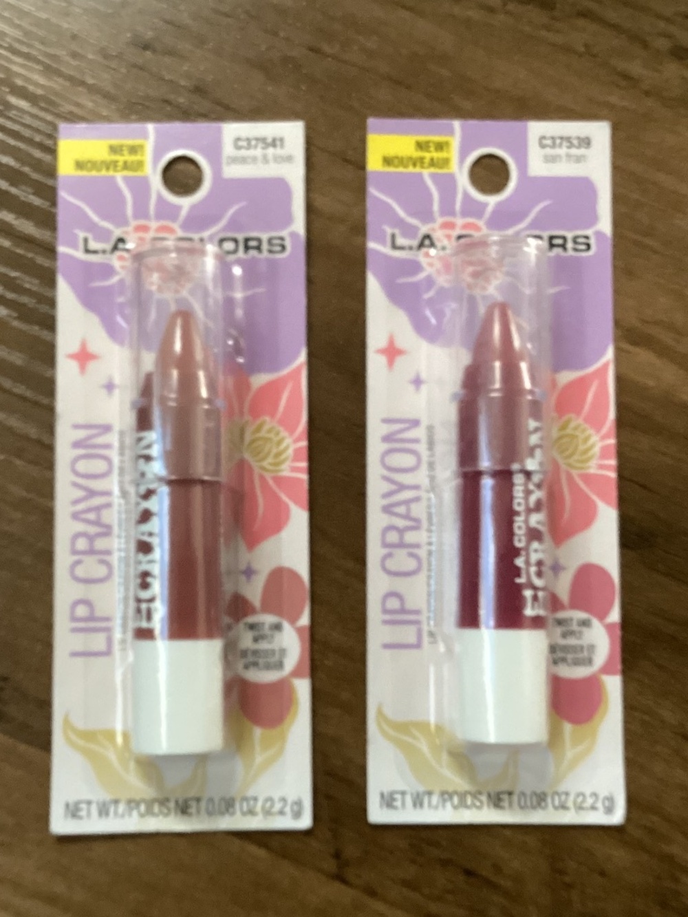 LA Colors Lip Crayon Peace & Love San Fran Bundle 2-Pack New